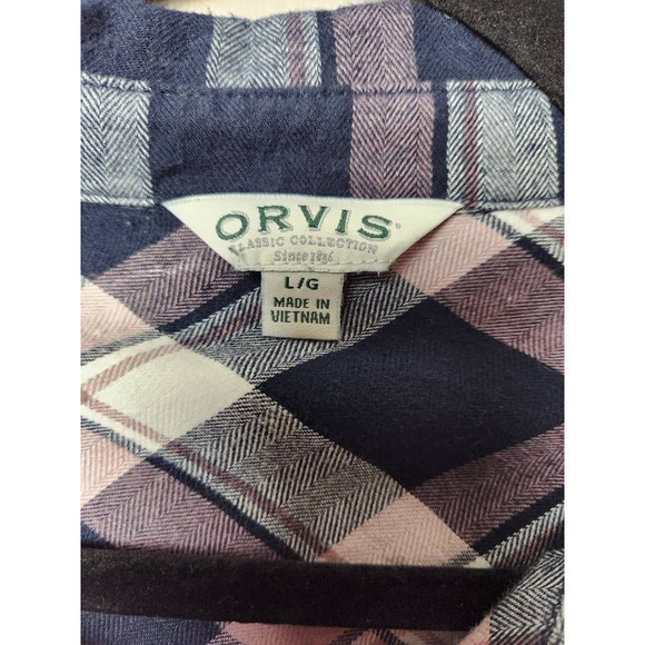 Orvis Womens Button Up Shirt Black Plaid‎ Long Sleeve Collar Stretch Pockets L - Picture 5 of 6